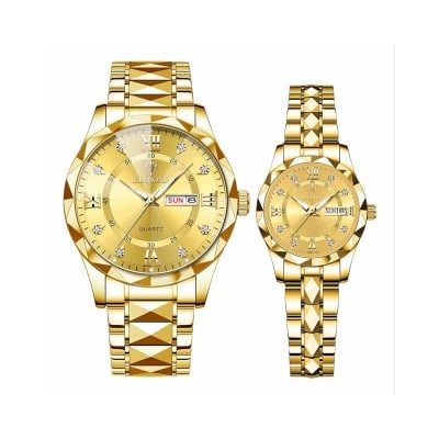 Picture of BINBOND New 2521 Model Relogio Masculino Stainless Steel Luminous Calendar Quartz  Couple Watch