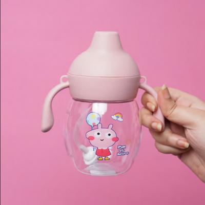 Picture of 340ml Baby Nipple Straw Cup with Gravity Ball | Anti-Spill Training Water Bottle with Handle & Measurement Scale | BPA-Free Portable Baby Feeding Cup for Toddlers