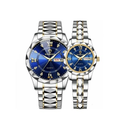 Picture of BINBOND New 2521 Model Relogio Masculino Couple Watch Stainless Steel Luminous Calendar Quartz Watch