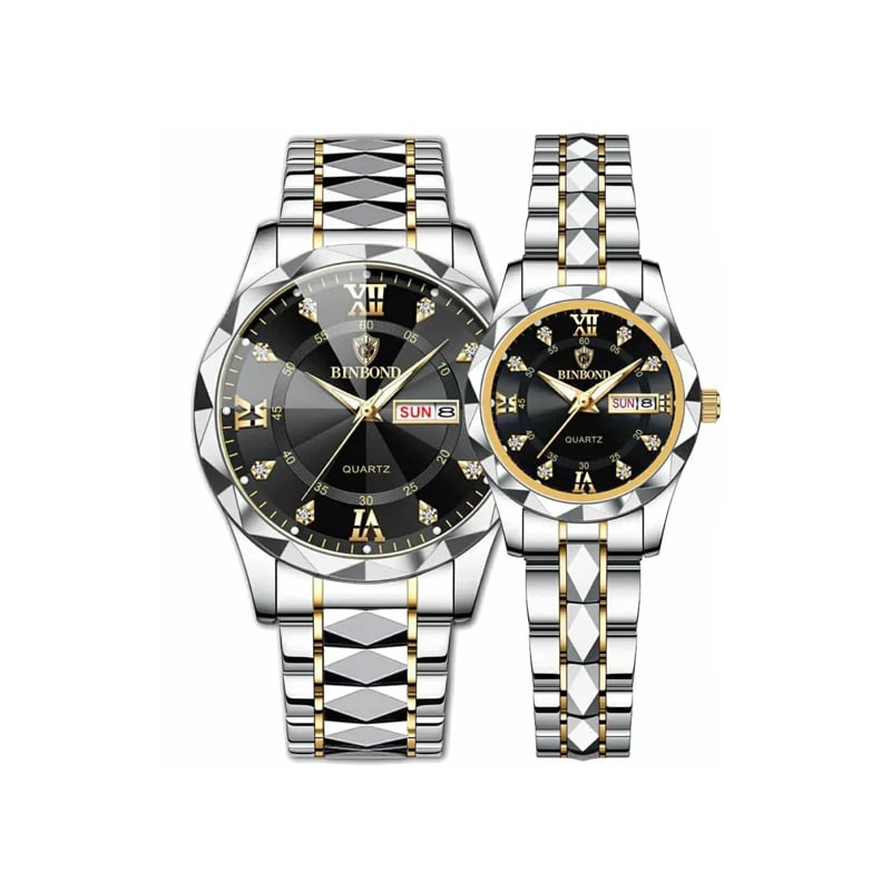 Picture of BINBOND New 2521 Model Relogio Masculino Couple Watch Stainless Steel Luminous Calendar Quartz Watch
