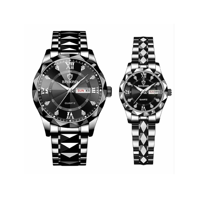 Picture of BINBOND New 2521 Model Relogio Masculino Couple Watch Stainless Steel Luminous Calendar Quartz Watch