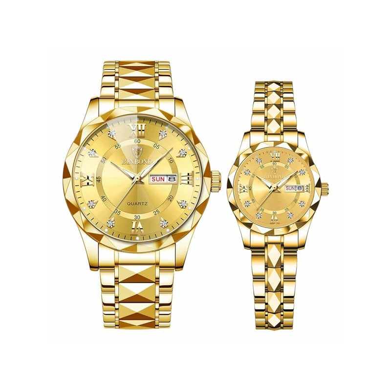 Picture of BINBOND New 2521 Model Relogio Masculino Couple Watch Stainless Steel Luminous Calendar Quartz Watch