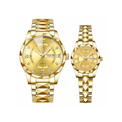 Picture of BINBOND New 2521 Model Relogio Masculino Couple Watch Stainless Steel Luminous Calendar Quartz Watch