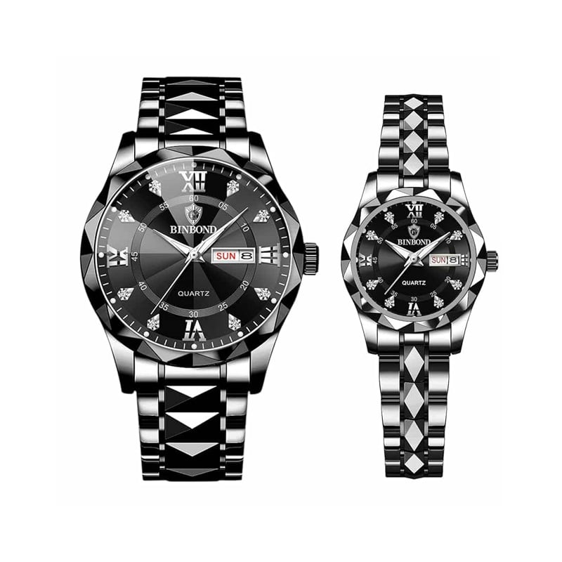 Picture of BINBOND New 2521 Model Relogio Masculino Stainless Steel Luminous Calendar Quartz  Couple Watch