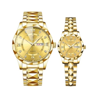 Picture of BINBOND New 2521 Model Relogio Masculino Stainless Steel Luminous Calendar Quartz  Couple Watch