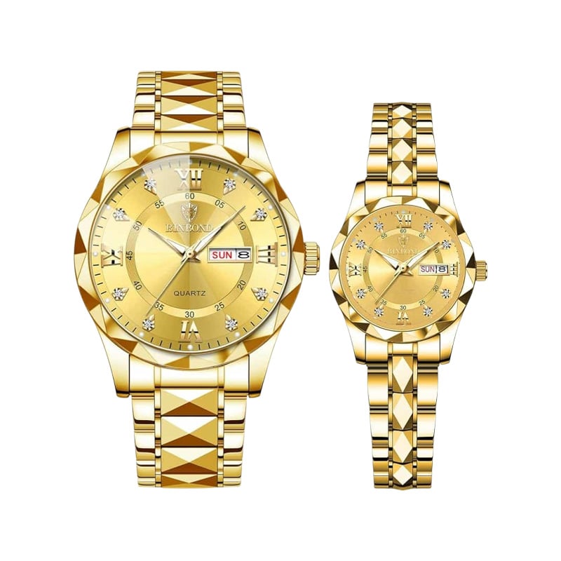 Picture of BINBOND New 2521 Model Relogio Masculino Stainless Steel Luminous Calendar Quartz Couple Watch