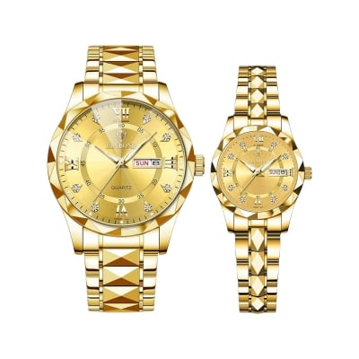 Picture of BINBOND New 2521 Model Relogio Masculino Stainless Steel Luminous Calendar Quartz Couple Watch