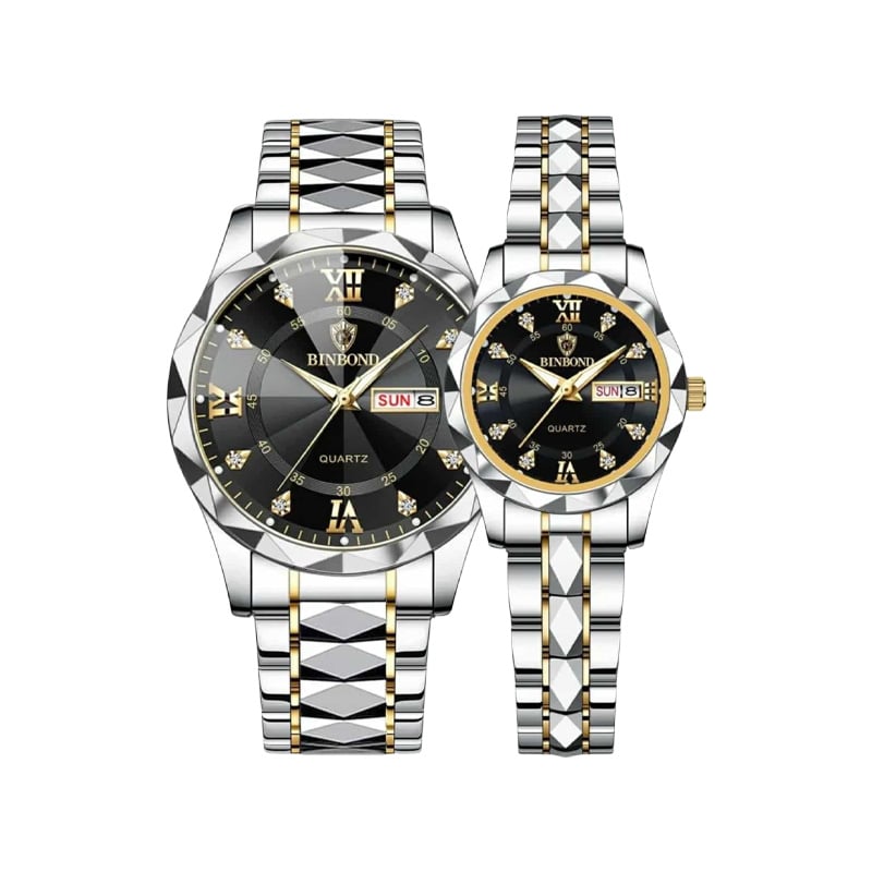 Picture of BINBOND New 2521 Model Relogio Masculino Stainless Steel Luminous Calendar Quartz Couple Watch