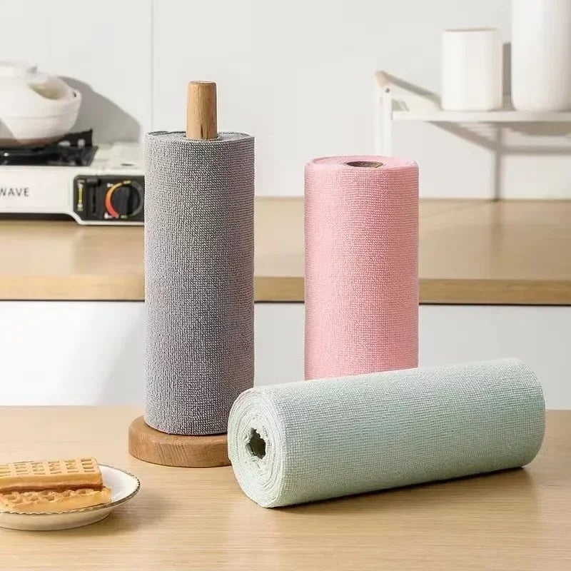 Picture of Reusable Microfiber Cleaning Cloth Roll (20 Sheets) | Washable Kitchen Wipes | Paper Towel Replacement Dish Cleaning Rags | Multi-Purpose Household Cleaning Towel (Multicolor) - Multicolor