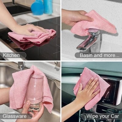 Picture of Reusable Microfiber Cleaning Cloth Roll (20 Sheets) | Washable Kitchen Wipes | Paper Towel Replacement Dish Cleaning Rags | Multi-Purpose Household Cleaning Towel (Multicolor) - Multicolor