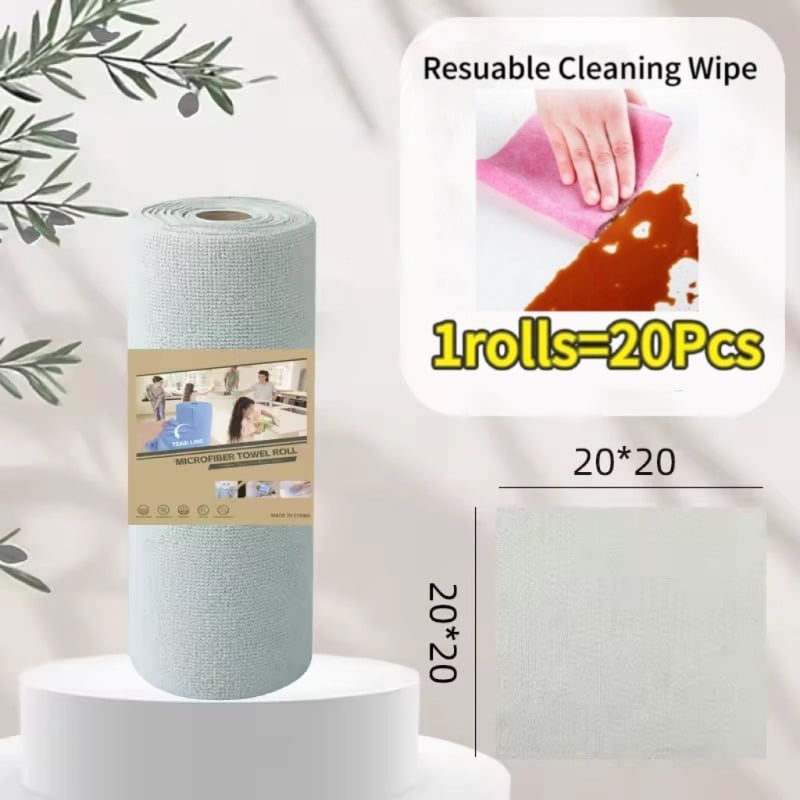 Picture of Reusable Microfiber Cleaning Cloth Roll (20 Sheets) | Washable Kitchen Wipes | Paper Towel Replacement Dish Cleaning Rags | Multi-Purpose Household Cleaning Towel (Multicolor) - Multicolor