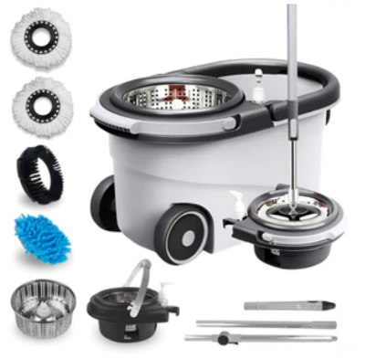 Picture of 360° Spin Mop Bucket Set with Wheels | Floor Cleaning Mop with Removable Basket | Household Cleaning System - Grey