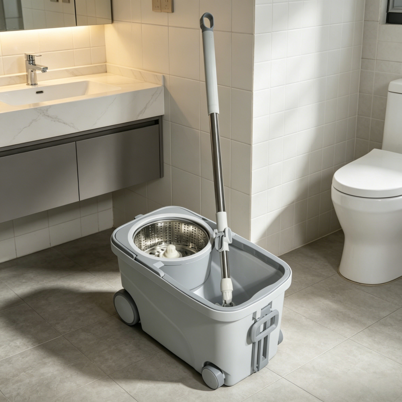 Picture of 360° Spin Mop Bucket Set with Wheels | Floor Cleaning Mop with Removable Basket | Household Cleaning System - Grey