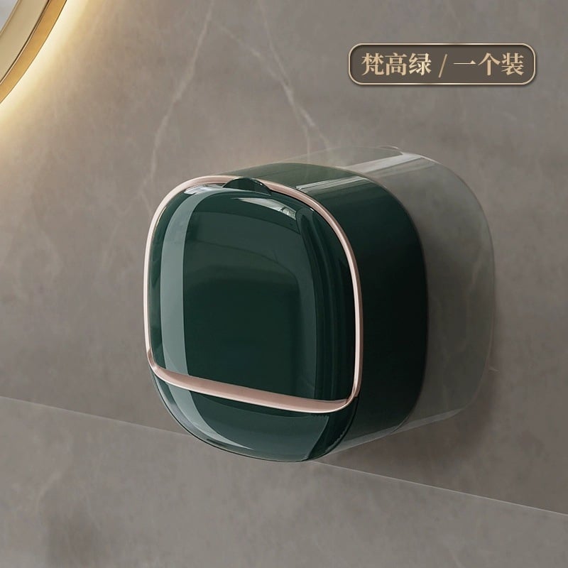 Picture of Organizer Case With Lid Drain Soap Box Wall Mounted Punch-Free Soap Dish Flip-Top Creative Storage Rack Travel Storage