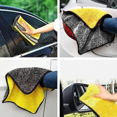 Picture of High Quality Microfiber Double Layer Cleaning Towel (30x30cm) 600gsm | Super Absorbent Car & Bike Cleaning Cloth | Scratch-Free Car Wash & Polishing Towel