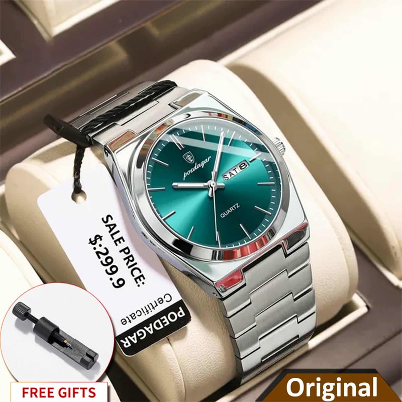Picture of POEDAGAR 930 Luxury Watch For Men Waterproof Luminous Date Week Stainless Steel Casual Quartz Men's Watch
