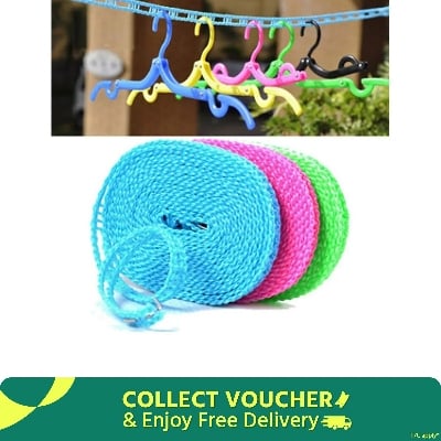 Picture of 5M Outdoor Clothesline Rope | Nylon Non-Slip Windproof Laundry Hanging Line | Heavy Duty Travel Clothes Drying Cord for Home, Balcony & Outdoor Use (Multicolor) - Multicolor