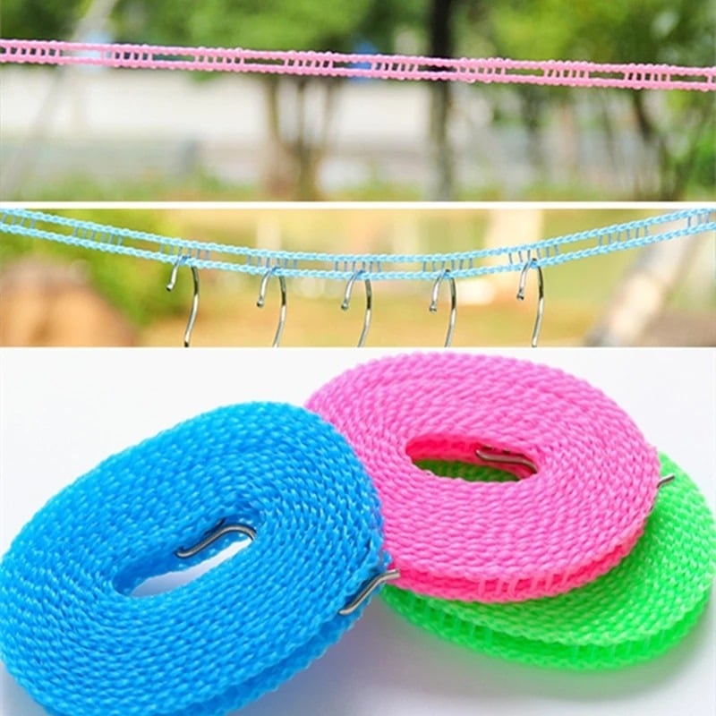 Picture of 5M Outdoor Clothesline Rope | Nylon Non-Slip Windproof Laundry Hanging Line | Heavy Duty Travel Clothes Drying Cord for Home, Balcony & Outdoor Use (Multicolor) - Multicolor