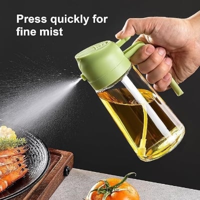 Picture of 2-in-1 Oil Sprayer & Oil Dispenser Bottle 500ml | Glass Cooking Oil Spray Bottle for Kitchen, BBQ, Air Fryer & Salad Dressing