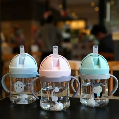 Picture of 250ml Baby Straw Training Cup with Gravity Ball | Anti-Spill Leak-Proof Learning Water Bottle with Handle | BPA-Free Portable Feeding Cup for Toddlers & Kids