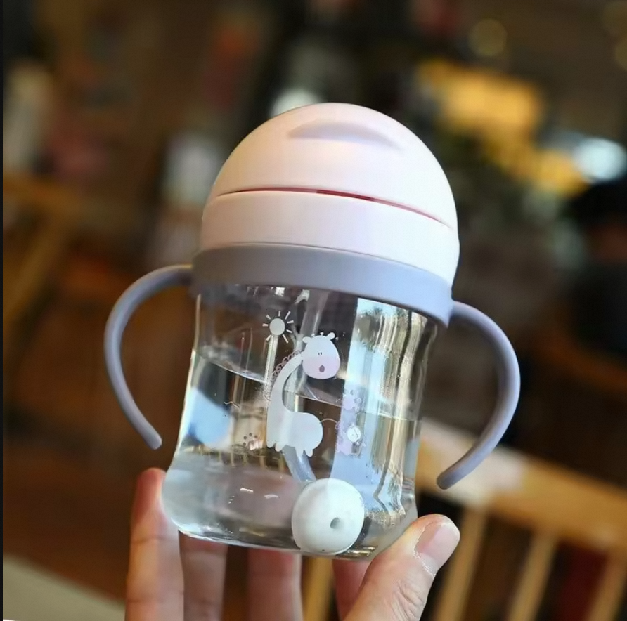 Picture of 250ml Baby Straw Training Cup with Gravity Ball | Anti-Spill Leak-Proof Learning Water Bottle with Handle | BPA-Free Portable Feeding Cup for Toddlers & Kids
