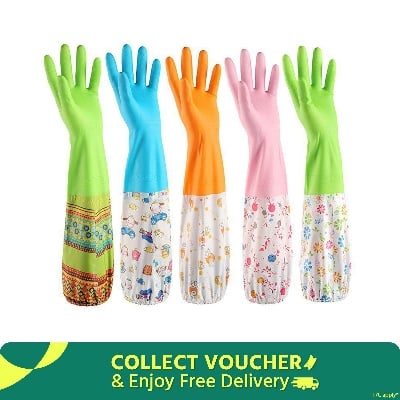 Picture of Reusable Kitchen Cleaning Gloves | Waterproof Dishwashing Hand Gloves | Non-Slip Rubber Gloves for Household Cleaning, Washing & Kitchen Use (Multicolor) - Multicolor