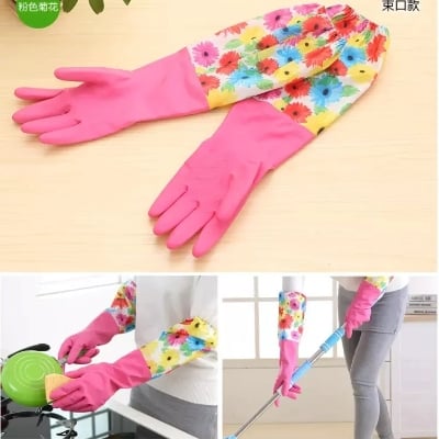 Picture of Reusable Kitchen Cleaning Gloves | Waterproof Dishwashing Hand Gloves | Non-Slip Rubber Gloves for Household Cleaning, Washing & Kitchen Use (Multicolor) - Multicolor