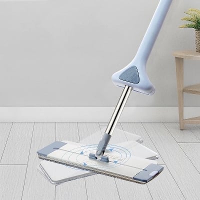 Picture of 42CM Aluminum Alloy Flat Mop | Hands-Free Self-Washing Floor Cleaning Mop | Thick Rod Durable Wet & Dry Mop for Home Kitchen Office | Multi-Color - Multicolor