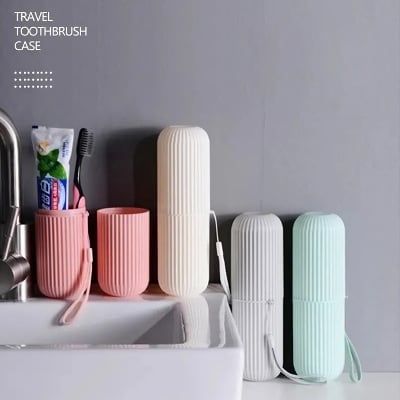 Picture of Portable Toothbrush & Toothpaste Holder Storage Box | Travel Bathroom Organizer Case | Hygienic Brush Holder for Home & Travel (1 Piece, Random Color) - Multicolor