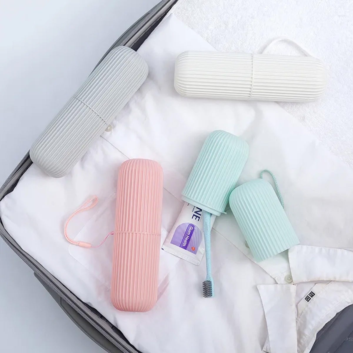 Picture of Portable Toothbrush & Toothpaste Holder Storage Box | Travel Bathroom Organizer Case | Hygienic Brush Holder for Home & Travel (1 Piece, Random Color) - Multicolor