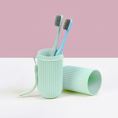Picture of Portable Toothbrush & Toothpaste Holder Storage Box | Travel Bathroom Organizer Case | Hygienic Brush Holder for Home & Travel (1 Piece, Random Color) - Multicolor
