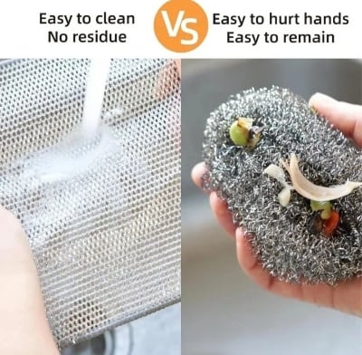Picture of 10 Pcs Magic Cleaning Cloth Set | Single-Sided Steel Wire Dishwashing Rags | Multi-Purpose Kitchen Cleaning Cloth for Pots, Plates & Utensils - Silver