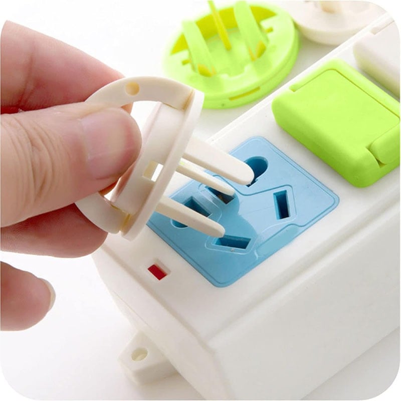 Picture of 10 Pcs Baby Safety Socket Cover Protector | Child Anti-Electric Shock Power Outlet Plug Covers | Kids Electrical Socket Safety Protection Caps (Multicolor) - Multicolor