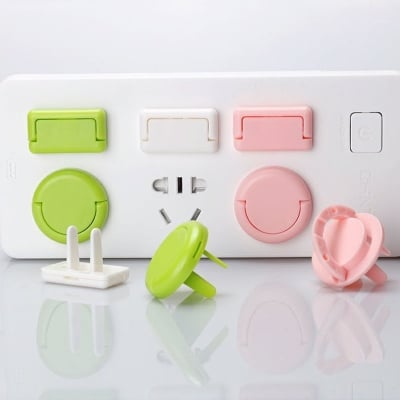 Picture of 10 Pcs Baby Safety Socket Cover Protector | Child Anti-Electric Shock Power Outlet Plug Covers | Kids Electrical Socket Safety Protection Caps (Multicolor) - Multicolor