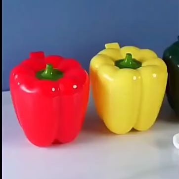 Picture of Capsicum Shape 4-Compartment Seasoning Spice Jar | Plastic Spice Box Organizer with Separate Sections | Kitchen Masala Storage Container (Multicolor) - Multicolor