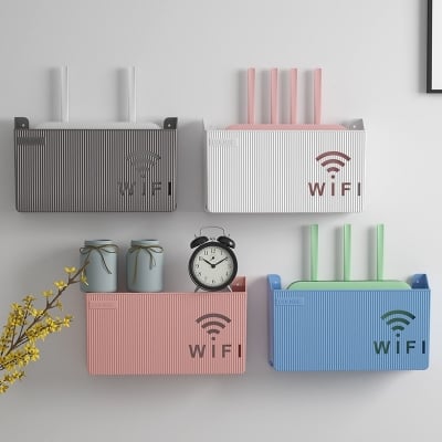 Picture of Wall-Mounted WiFi Router Shelf Organizer | Wireless Router Storage Box | ABS Cable Management Bracket Stand for Home & Office Network Setup