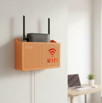 Picture of Wall-Mounted WiFi Router Shelf Organizer | Wireless Router Storage Box | ABS Cable Management Bracket Stand for Home & Office Network Setup