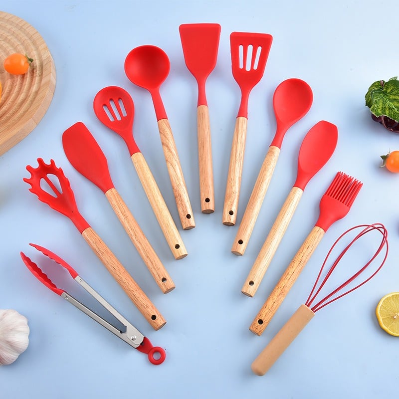 Picture of 12-Piece Silicone Kitchen Utensil Set | Non-Stick Cooking Tools Set with Spatula, Soup Ladle & Kitchen Accessories | Heat Resistant Household Kitchenware Set (Multicolor) - Multicolor
