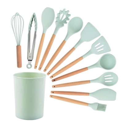 Picture of 12-Piece Silicone Kitchen Utensil Set | Non-Stick Cooking Tools Set with Spatula, Soup Ladle & Kitchen Accessories | Heat Resistant Household Kitchenware Set (Multicolor) - Multicolor