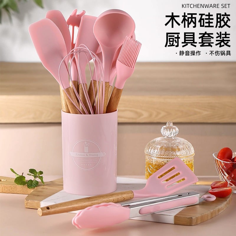 Picture of 12-Piece Silicone Kitchen Utensil Set | Non-Stick Cooking Tools Set with Spatula, Soup Ladle & Kitchen Accessories | Heat Resistant Household Kitchenware Set (Multicolor) - Multicolor