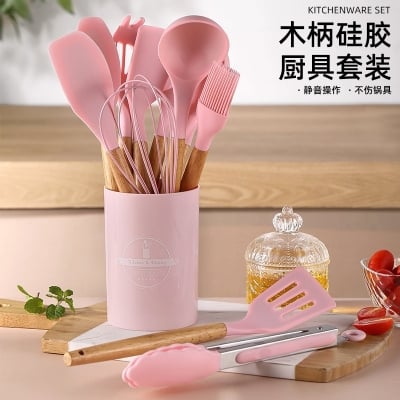 Picture of 12-Piece Silicone Kitchen Utensil Set | Non-Stick Cooking Tools Set with Spatula, Soup Ladle & Kitchen Accessories | Heat Resistant Household Kitchenware Set (Multicolor) - Multicolor