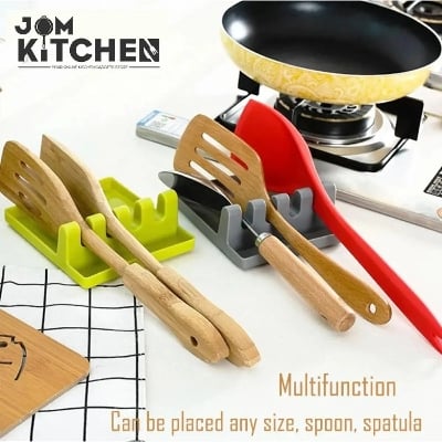 Picture of Plastic Spoon Rest Holder with 4 Slots | Kitchen Utensil Organizer Stand | Heat Resistant Cooking Spoon & Ladle Holder for Kitchen Counter (12.7×14.3×5cm) - Multicolor
