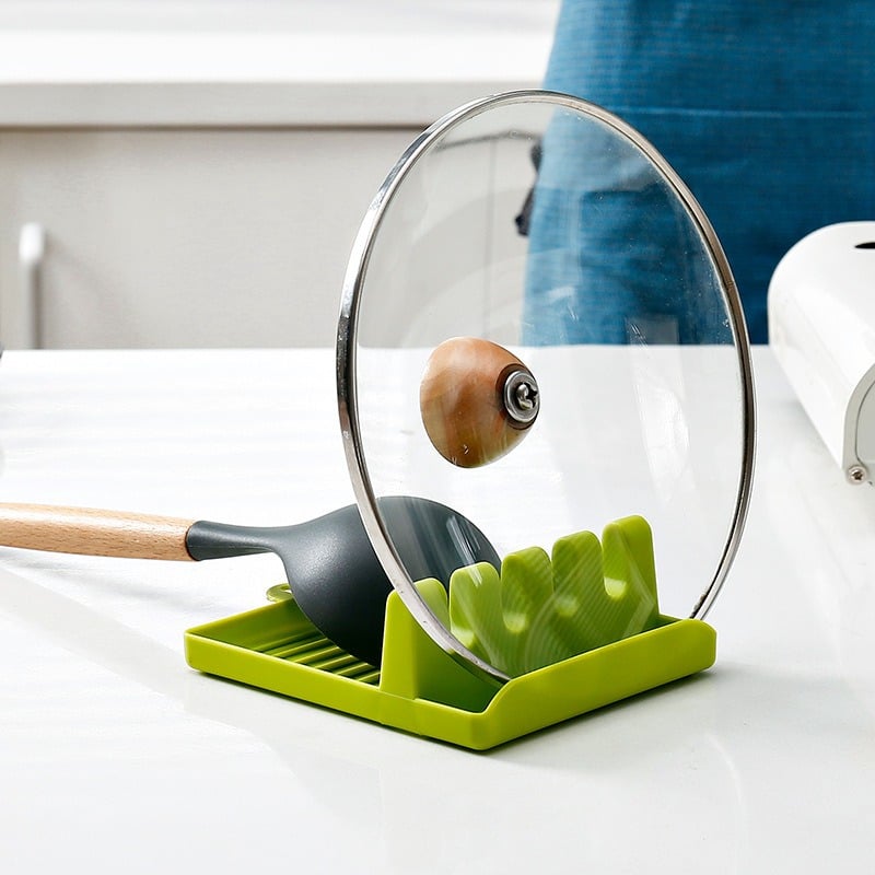 Picture of Plastic Spoon Rest Holder with 4 Slots | Kitchen Utensil Organizer Stand | Heat Resistant Cooking Spoon & Ladle Holder for Kitchen Counter (12.7×14.3×5cm) - Multicolor