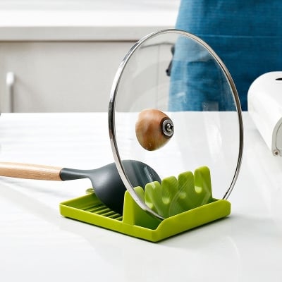 Picture of Plastic Spoon Rest Holder with 4 Slots | Kitchen Utensil Organizer Stand | Heat Resistant Cooking Spoon & Ladle Holder for Kitchen Counter (12.7×14.3×5cm) - Multicolor
