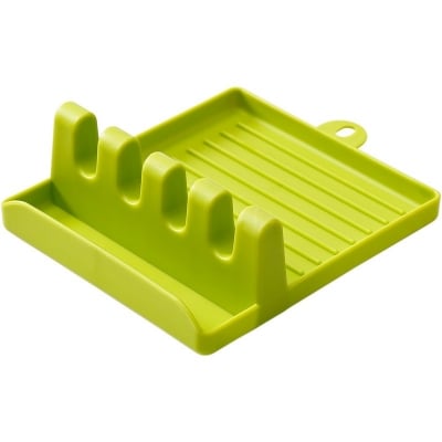 Picture of Plastic Spoon Rest Holder with 4 Slots | Kitchen Utensil Organizer Stand | Heat Resistant Cooking Spoon & Ladle Holder for Kitchen Counter (12.7×14.3×5cm) - Multicolor