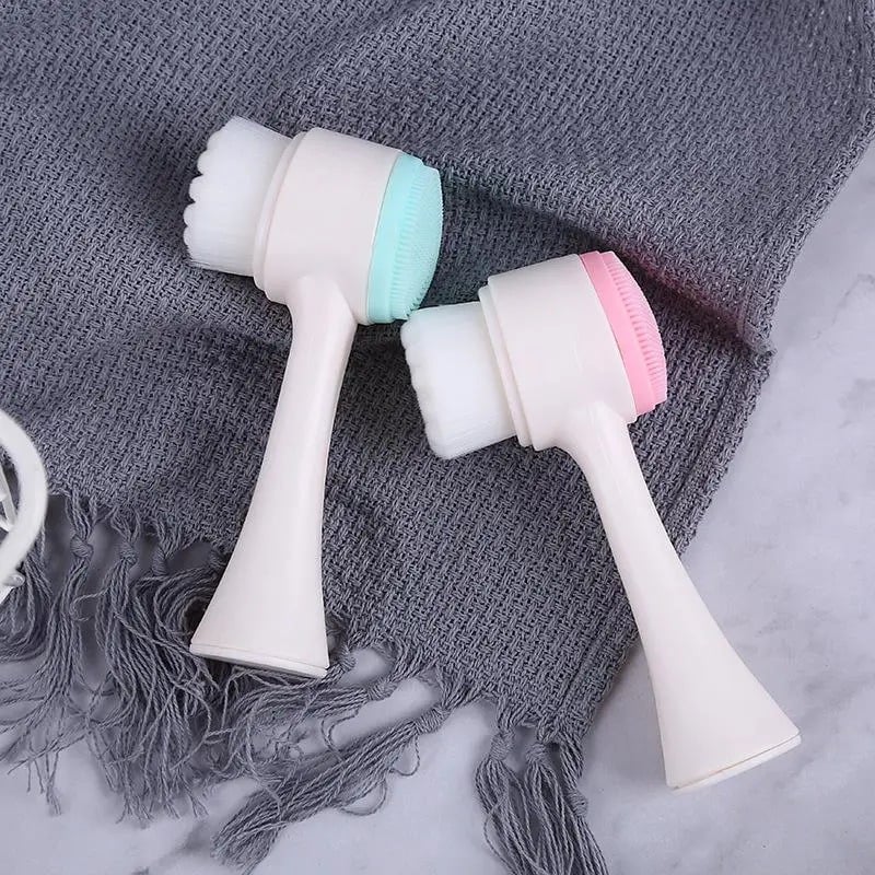 Picture of 3D Double-Head Silicone Facial Cleansing Brush | Manual Face Cleaning & Exfoliating Tool | Soft Silicone Deep Pore Skin Care Brush for Men & Women (Multicolor)