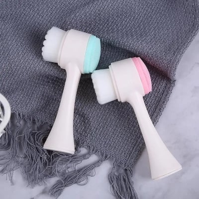 Picture of 3D Double-Head Silicone Facial Cleansing Brush | Manual Face Cleaning & Exfoliating Tool | Soft Silicone Deep Pore Skin Care Brush for Men & Women (Multicolor)