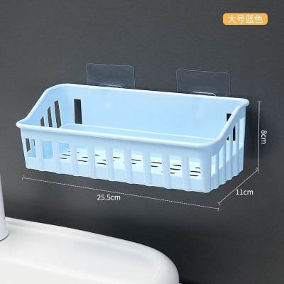 Picture of Double Sticker Bathroom Storage Rack | Punch-Free Wall Mounted Kitchen & Bathroom Organizer | Light Luxury Hanging Storage Box (Patti Design-Multicolour) - Multicolor