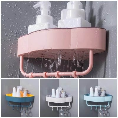 Picture of Plastic Self Adhesive Mini Hanger Hook for Bathroom & Kitchen Corner | Wall Mounted Adhesive Storage Holder | No Drill Waterproof Hanging Hook (Multicolour) - Multicolor