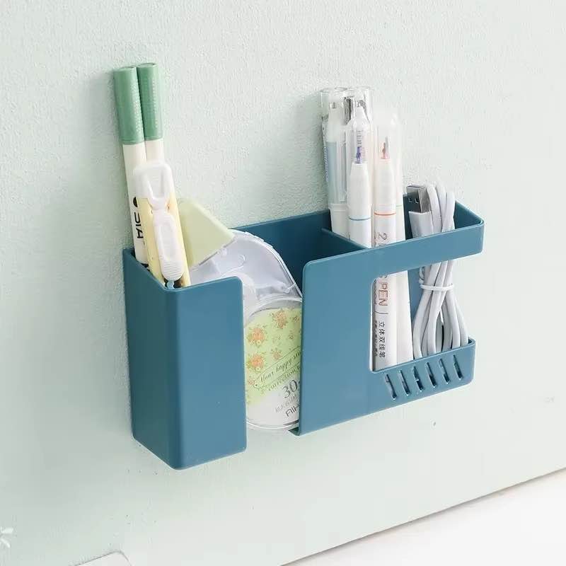 Picture of Self Adhesive 2 in 1 Mobile & Remote Holder | Wall Mounted Punch-Free Storage Stand | Bedside Organizer for Phone & TV Remote (Multicolour) - Multicolor
